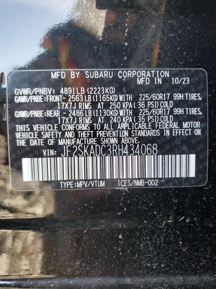 2024 SUBARU FORESTER PREMIUM VIN:JF2SKADC3RH434068