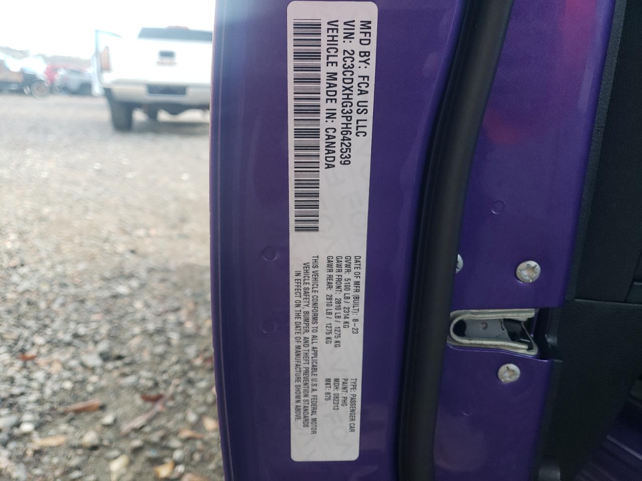 2023 DODGE CHARGER GT VIN:2C3CDXHG3PH642539