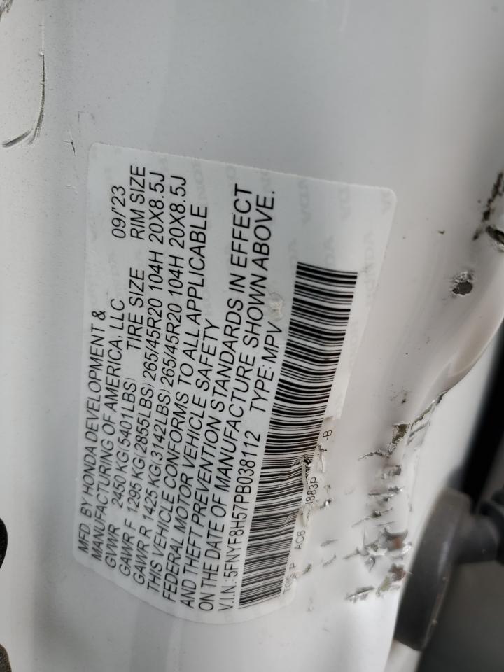 2023 HONDA PASSPORT EXL VIN:5FNYF8H57PB038112