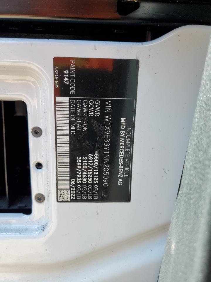 2022 MERCEDES-BENZ SPRINTER 3500 VIN:W1X9E33Y1NN205090