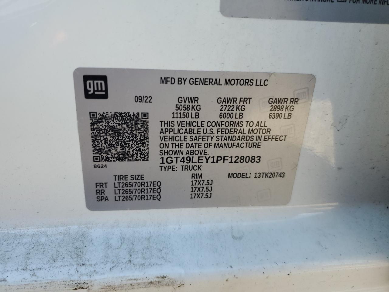 2023 GMC SIERRA K2500 HEAVY DUTY VIN:1GT49LEY1PF128083