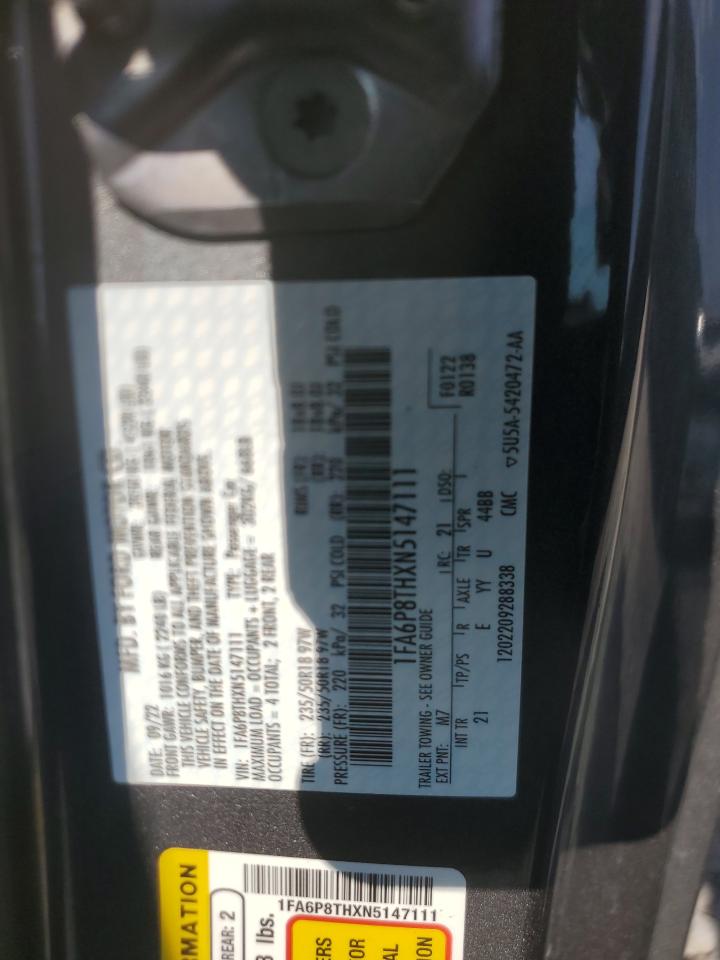 2022 FORD MUSTANG VIN:1FA6P8THXN5147111