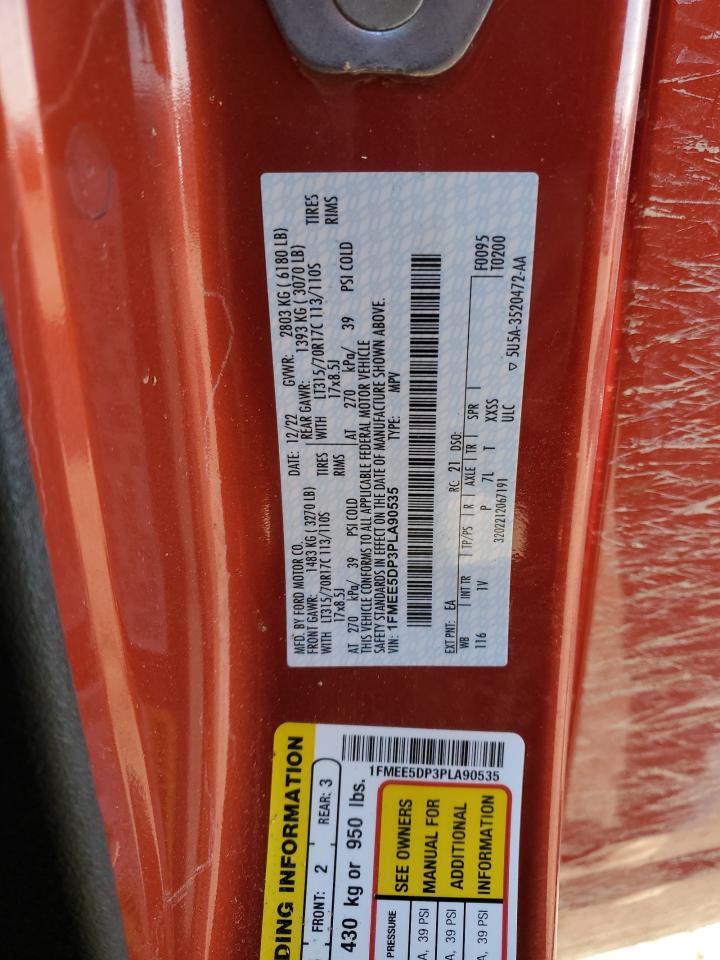 2023 FORD BRONCO BASE VIN:1FMEE5DP3PLA90535