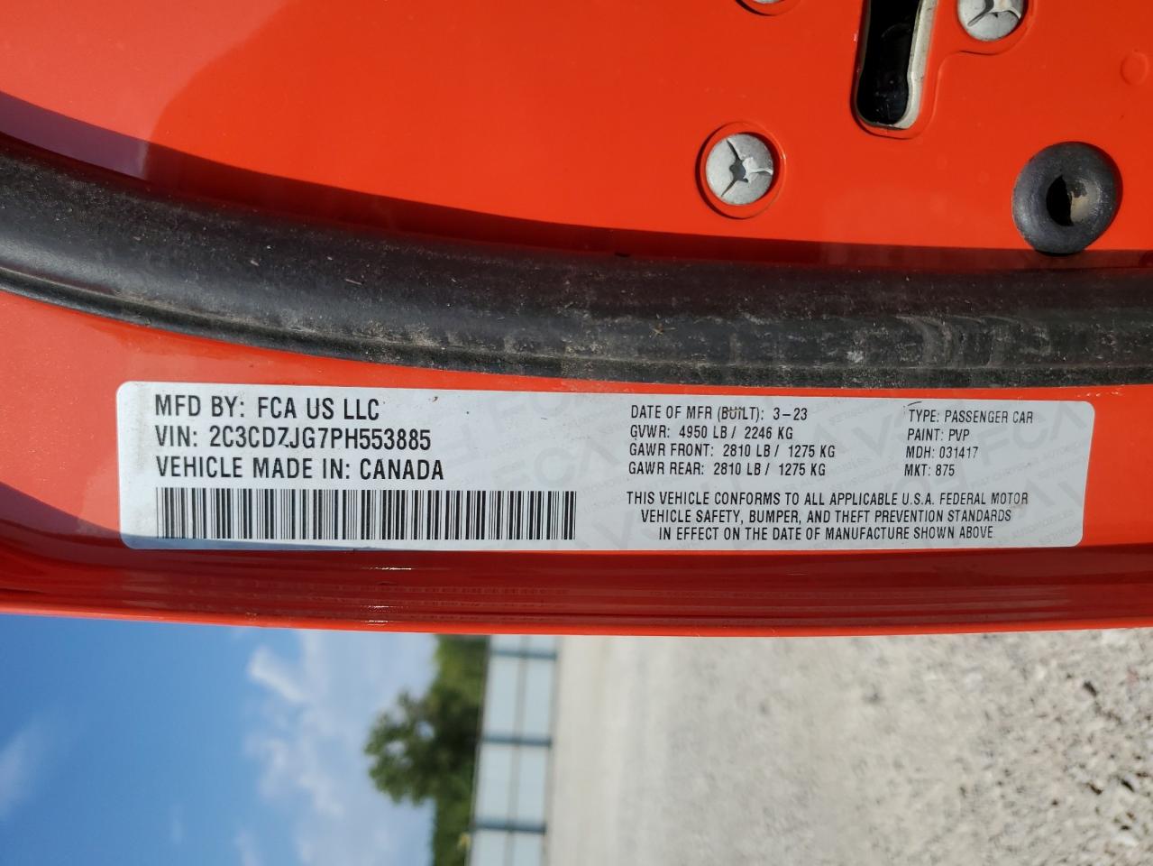 2023 DODGE CHALLENGER GT VIN:2C3CDZJG7PH553885