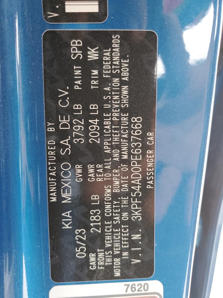 2023 KIA FORTE GT LINE VIN:3KPF54AD0PE637668