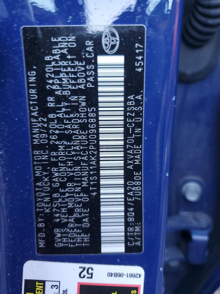 2023 TOYOTA CAMRY SE NIGHT SHADE VIN:4T1S11AK2PU096885
