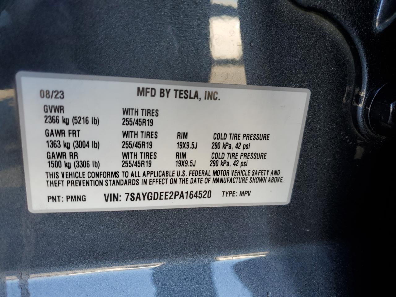 2023 TESLA MODEL Y VIN:WDDHF5KBXCA573490
