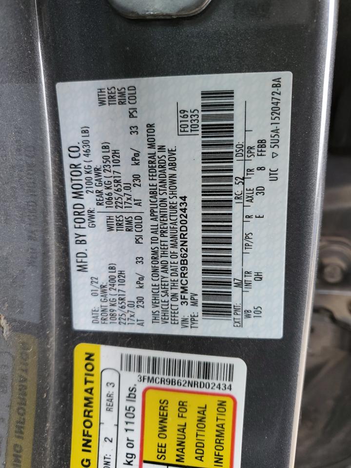 2022 FORD BRONCO SPORT BIG BEND VIN:3FMCR9B62NRD02434