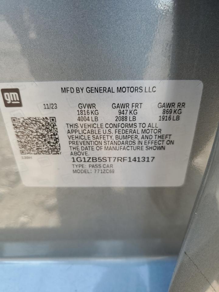 2024 CHEVROLET MALIBU LS VIN:1G1ZB5ST7RF141317