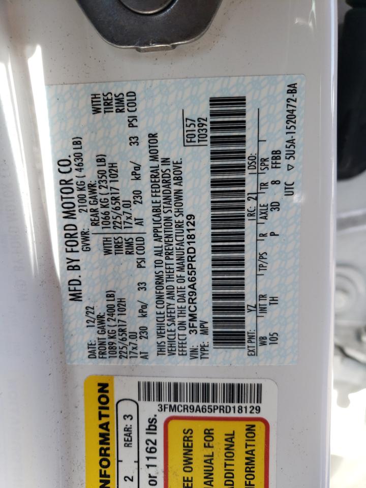 2023 FORD BRONCO SPORT VIN:3FMCR9A65PRD18129