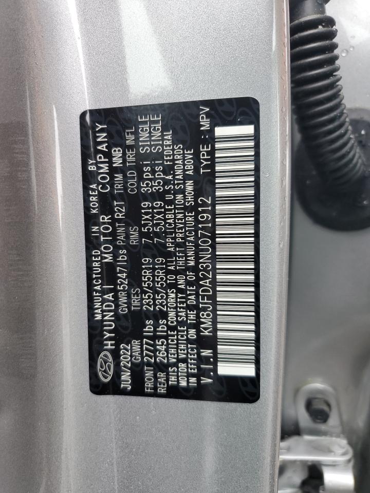 2022 HYUNDAI TUCSON LIMITED VIN:KM8JFDA23NU071912