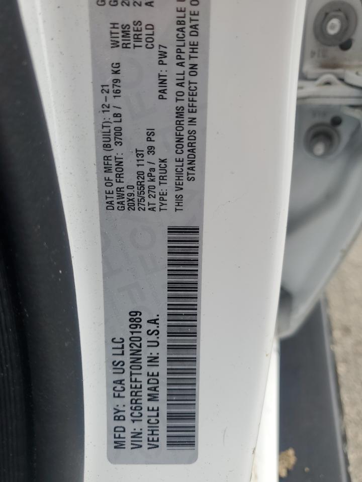 2022 RAM 1500 BIG HORN/LONE STAR VIN:1C6RREFT0NN201989