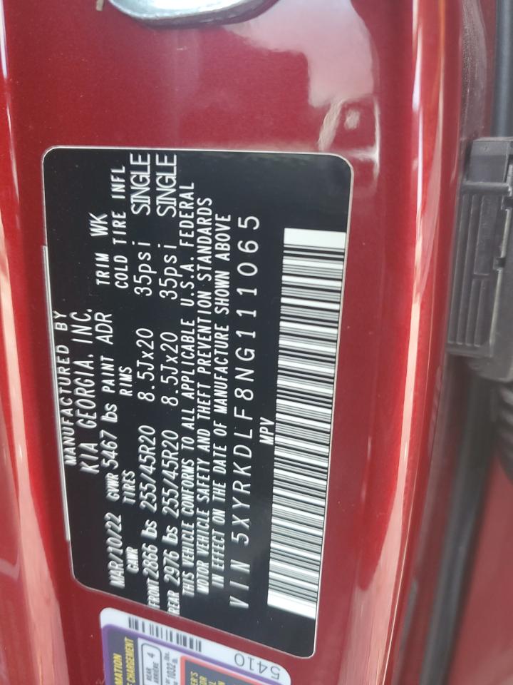 2022 KIA SORENTO SX VIN:5XYRKDLF8NG111065