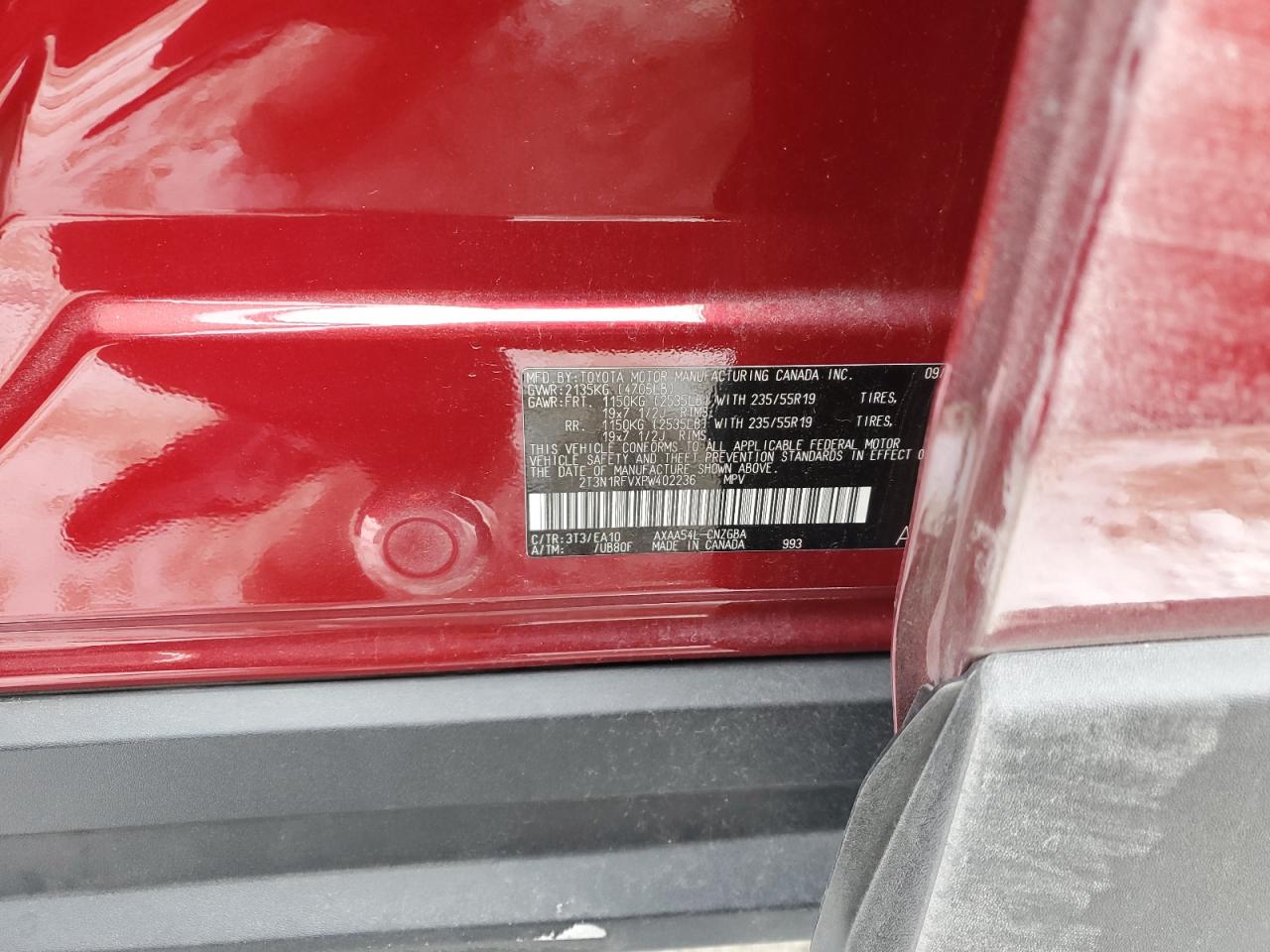 2023 TOYOTA RAV4 LIMITED VIN:2T3N1RFVXPW402236