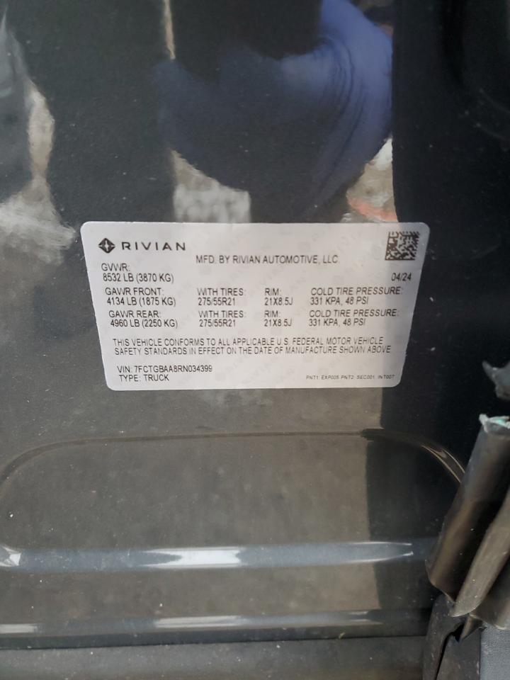 2024 RIVIAN R1T ADVENTURE VIN:7FCTGBAA8RN034399