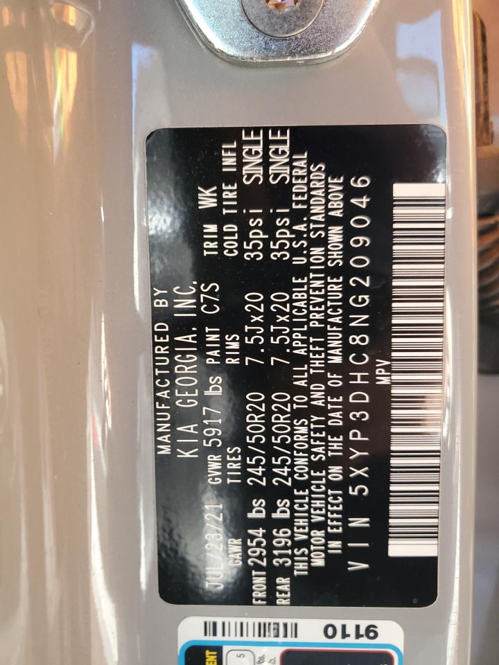 2022 KIA TELLURIDE EX VIN:5XYP3DHC8NG209046