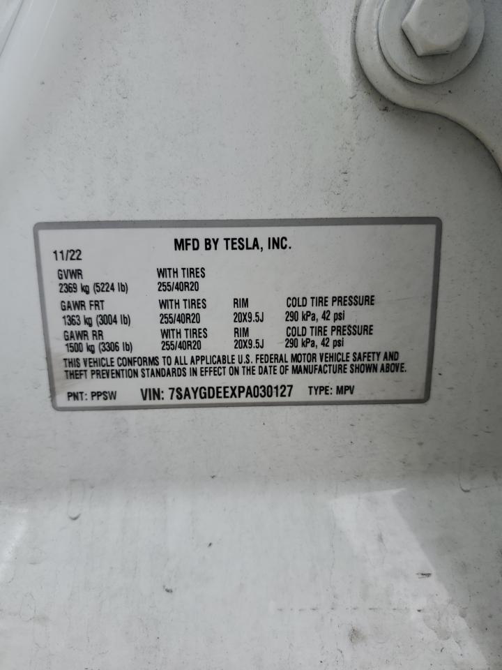 2023 TESLA MODEL Y VIN:7SAYGDEEXPA030127