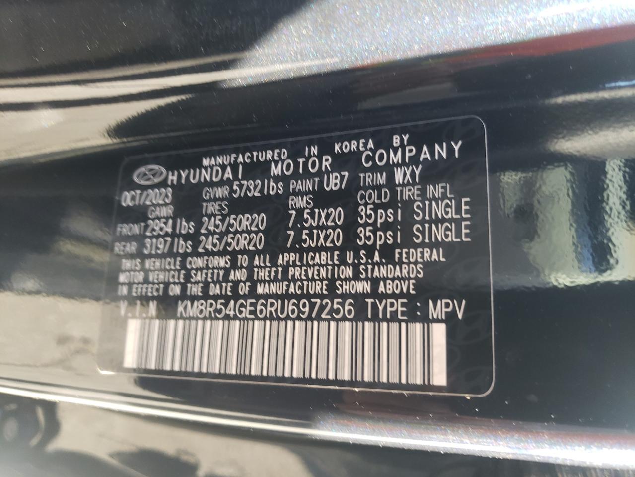 2024 HYUNDAI PALISADE LIMITED VIN:KM8R54GE6RU697256