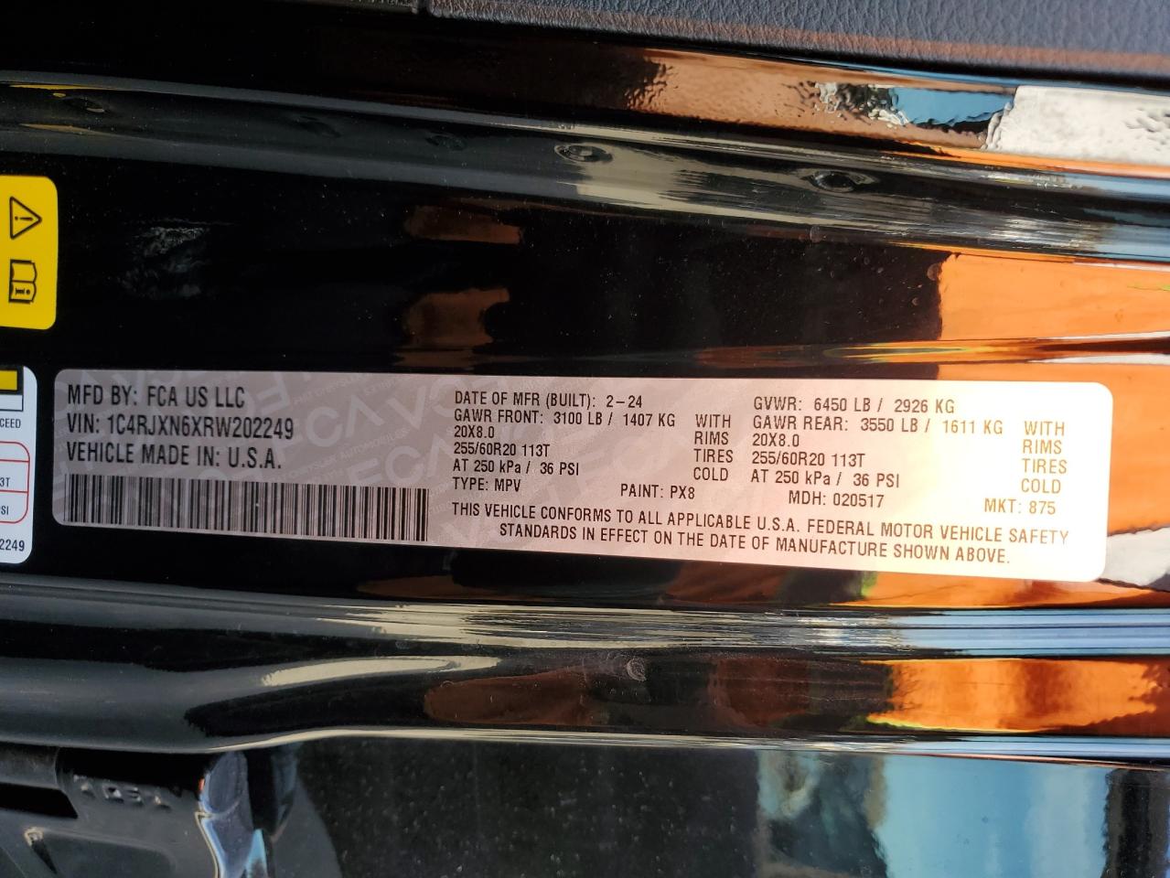 2024 JEEP WRANGLER 4XE VIN:1C4RJXN6XRW202249