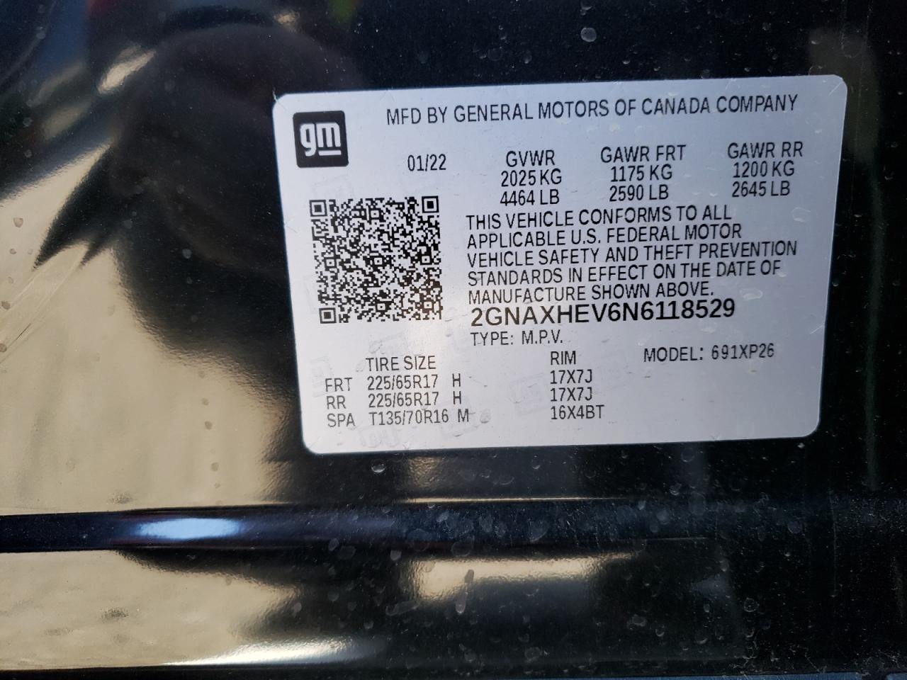 2022 CHEVROLET EQUINOX LS VIN:2GNAXHEV6N6118529