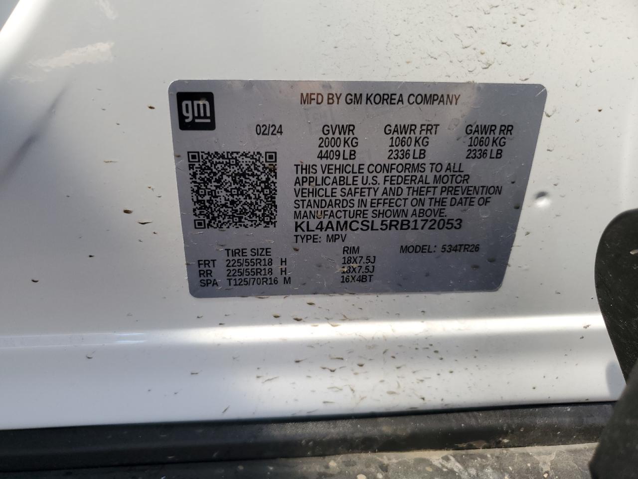 2024 BUICK ENCORE GX PREFERRED VIN:KL4AMCSL5RB172053