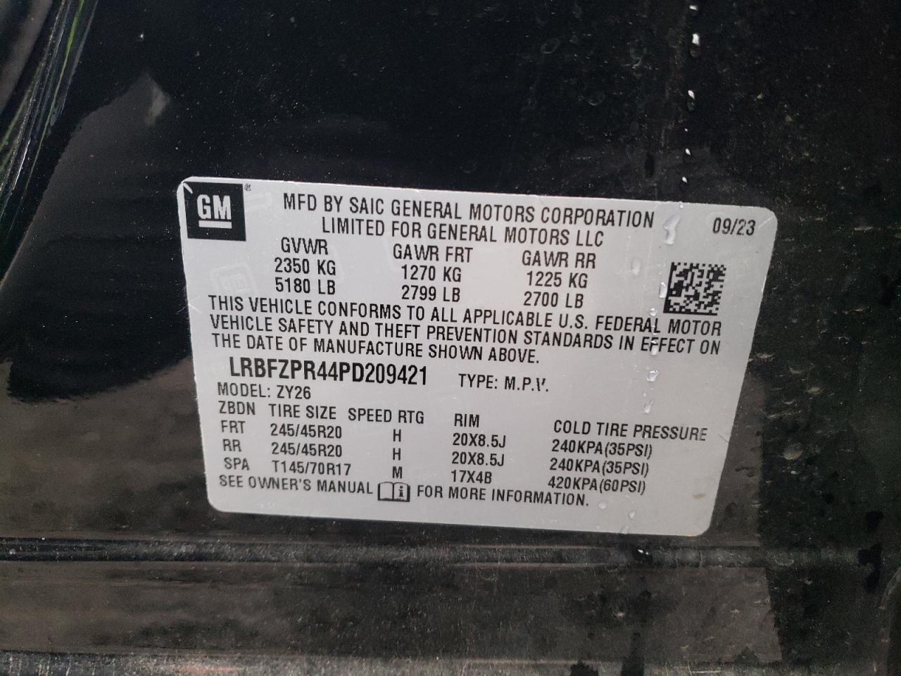 2023 BUICK ENVISION ESSENCE VIN:LRBFZPR44PD209421