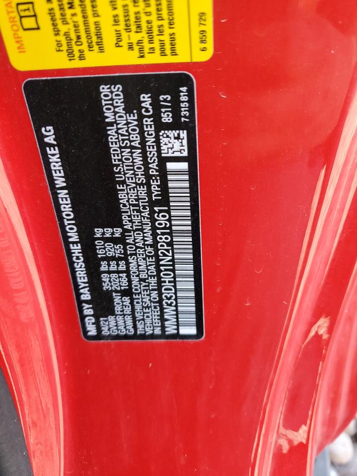 2022 MINI COOPER VIN:WMW33DH01N2P81961