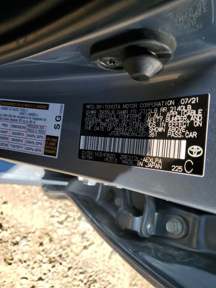 2022 TOYOTA COROLLA LE VIN:JTDEPMAE6NJ201261