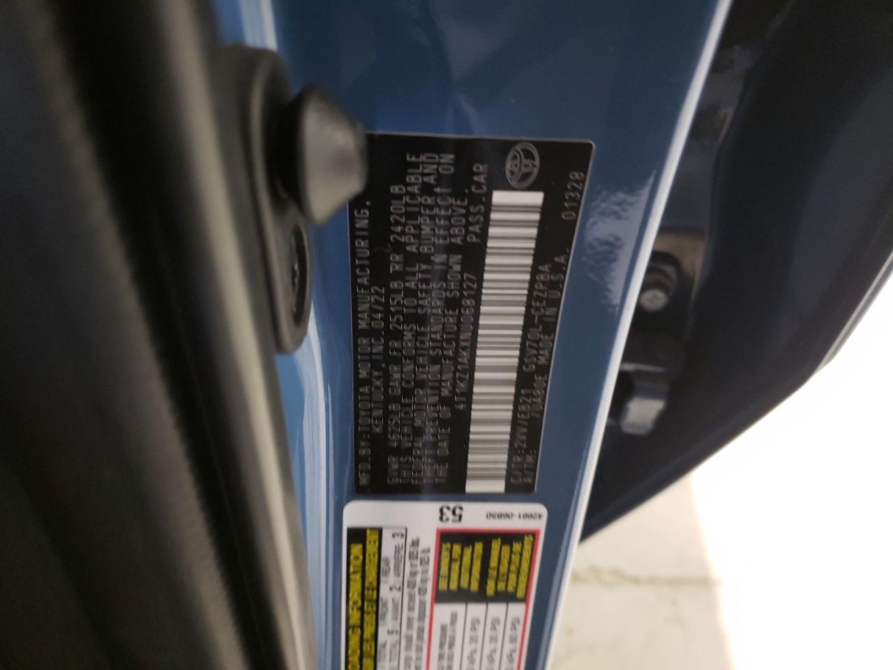 2022 TOYOTA CAMRY TRD VIN:4T1KZ1AKXNU068127