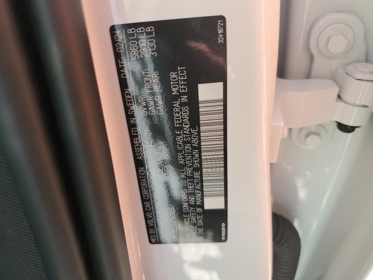 2024 VOLVO XC60 POLESTAR ENGINEERED VIN:YV4H60DP1R1907501