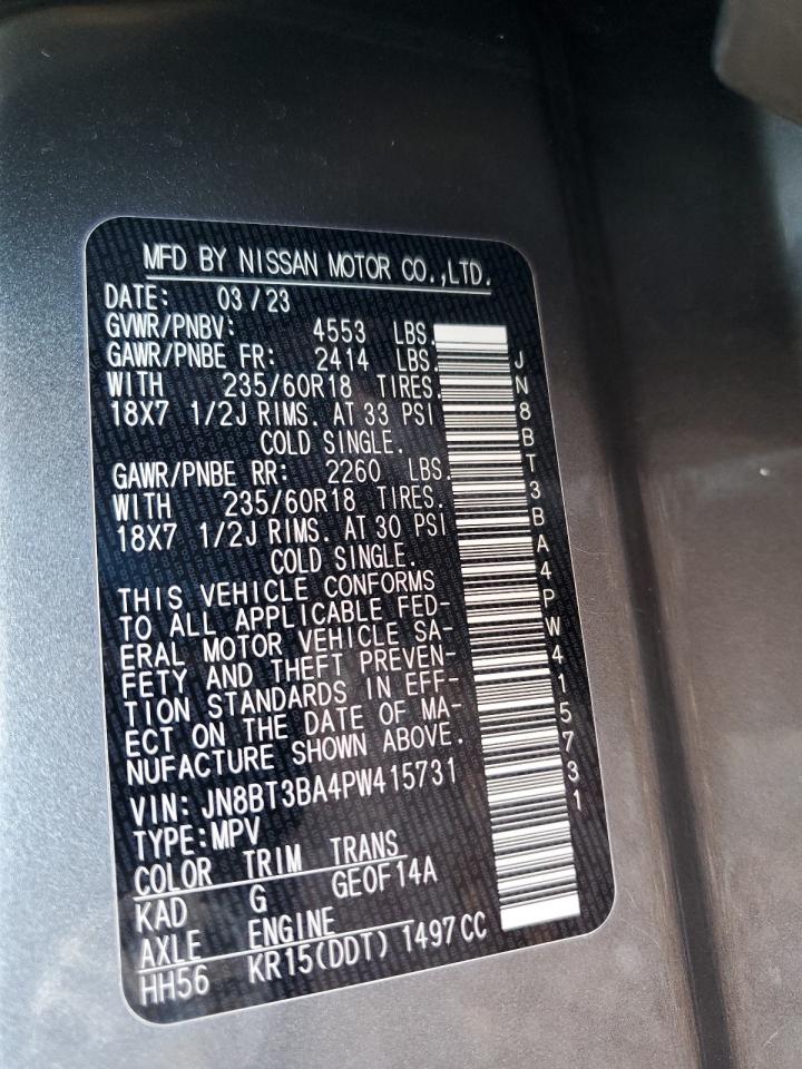 2023 NISSAN ROGUE SV VIN:JN8BT3BA4PW415731