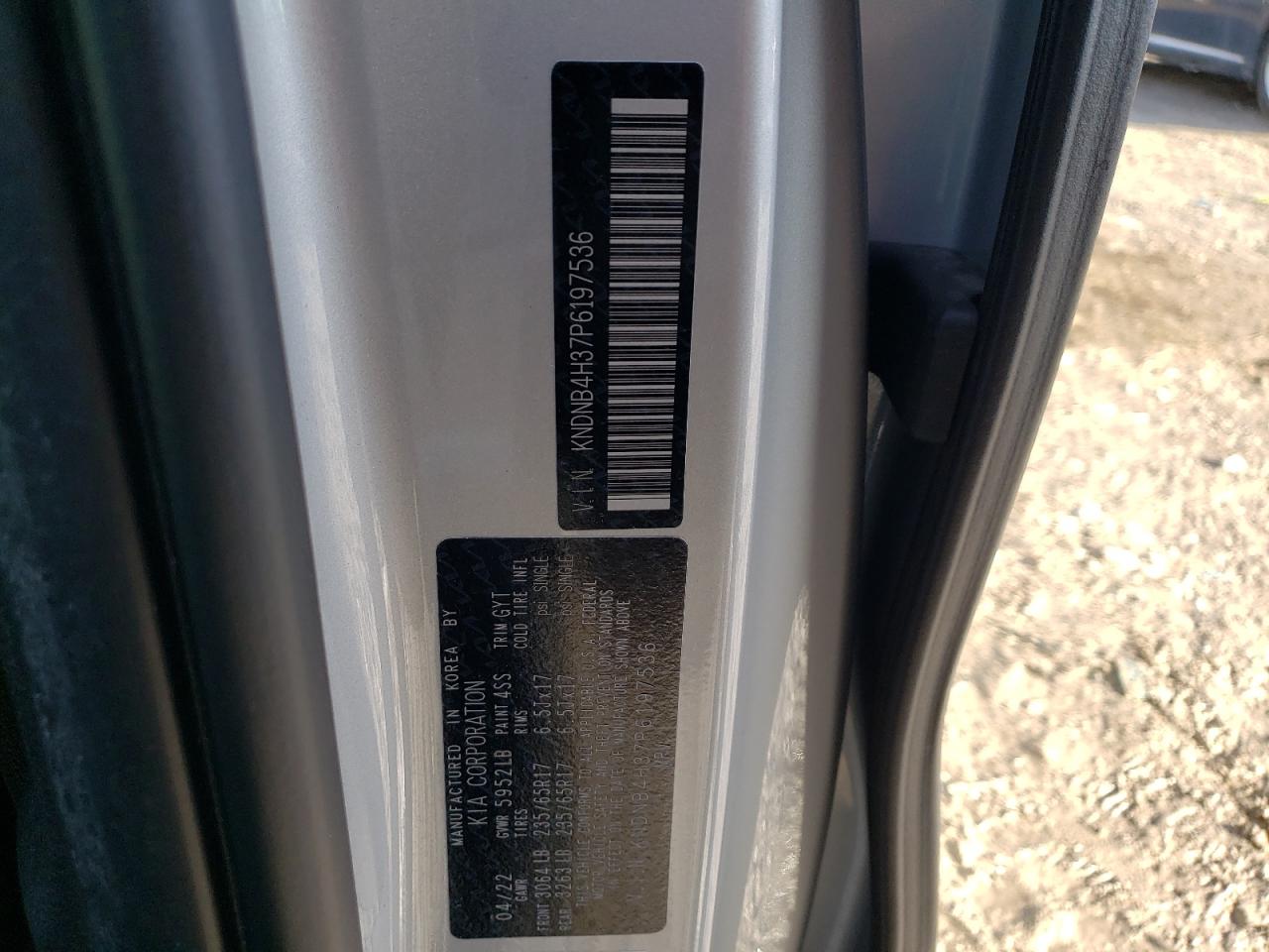 2023 KIA CARNIVAL LX VIN:KNDNB4H37P6197536