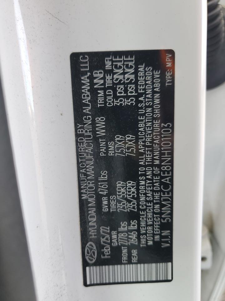 2022 HYUNDAI TUCSON LIMITED VIN:5NMJECAE8NH101103