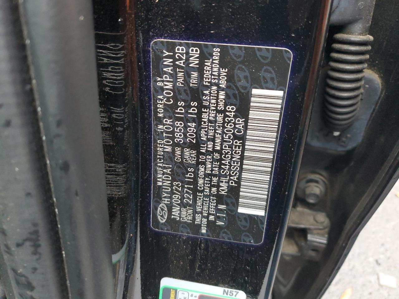 2023 HYUNDAI ELANTRA SEL VIN:KMHLS4AG3PU506348