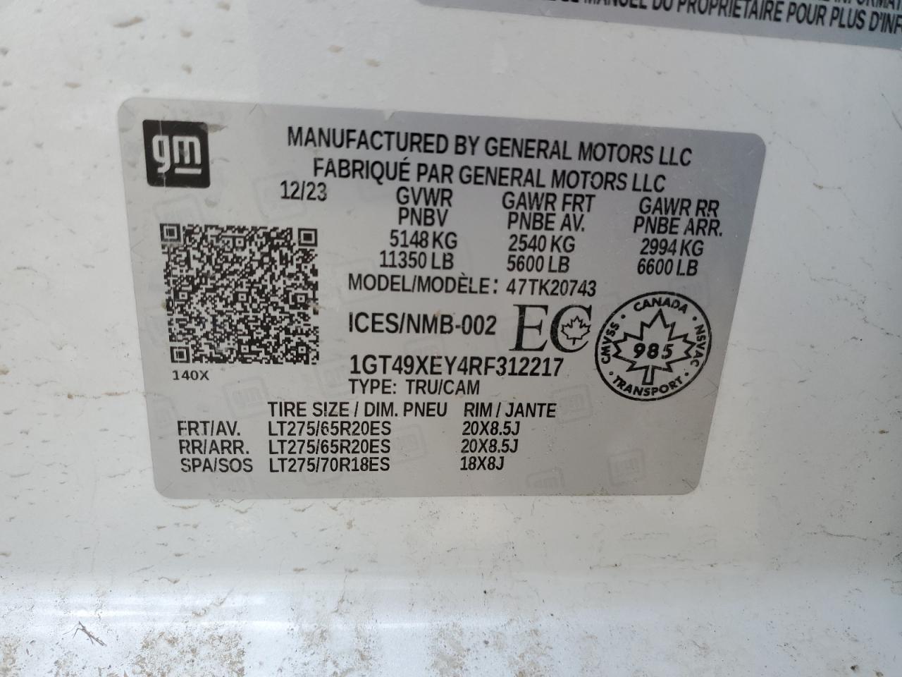 2024 GMC SIERRA K2500 DENALI ULTIMATE VIN:1GT49XEY4RF312217