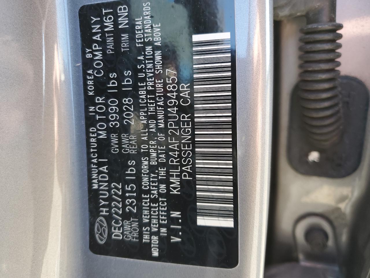 2023 HYUNDAI ELANTRA N LINE VIN:KMHLR4AF2PU494857