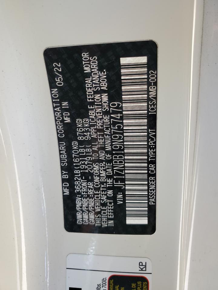 2022 TOYOTA GR 86 VIN:JF1ZNBB19N9757479