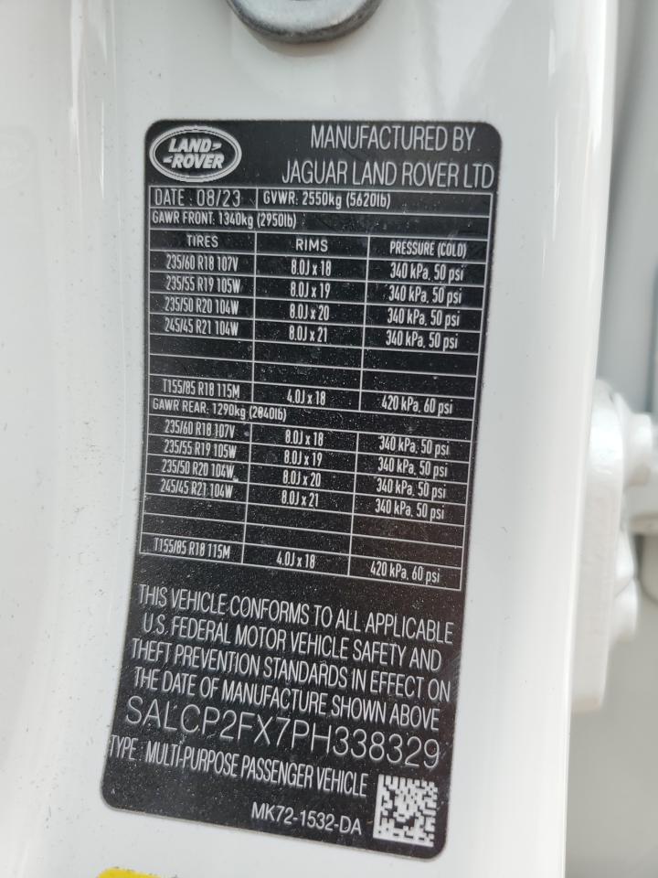 2023 LAND ROVER DISCOVERY SPORT SE VIN:SALCP2FX7PH338329