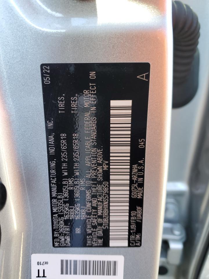 2022 TOYOTA HIGHLANDER L VIN:5TDBZRBHXNS579850