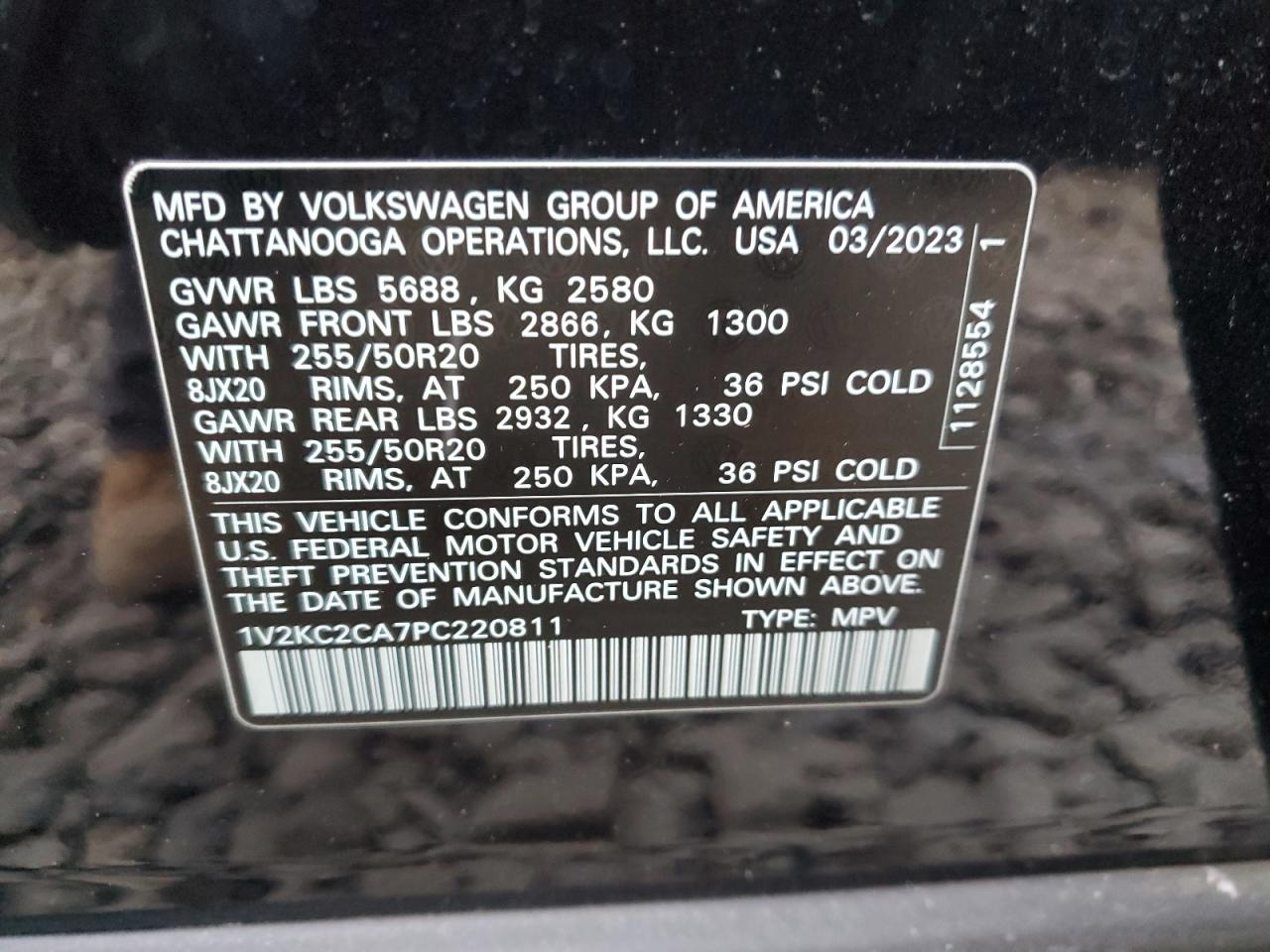 2023 VOLKSWAGEN ATLAS CROSS SPORT SE VIN:1V2KC2CA7PC220811
