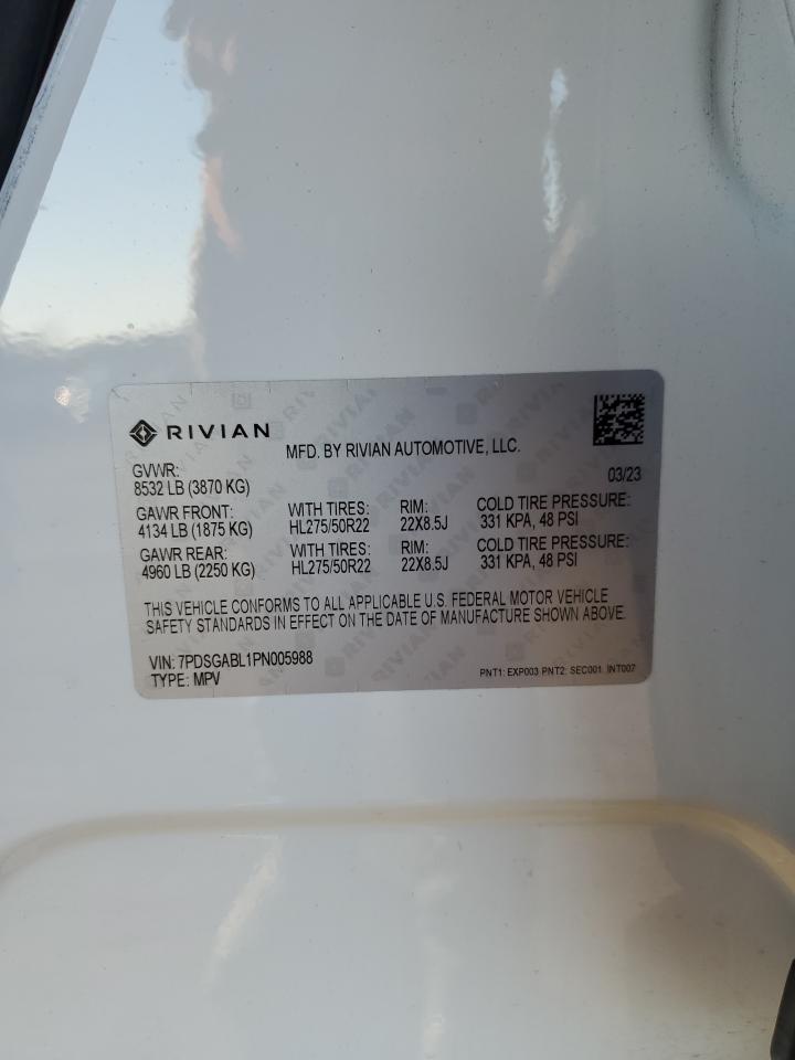 2023 RIVIAN R1S LAUNCH EDITION VIN:7PDSGABL1PN005988
