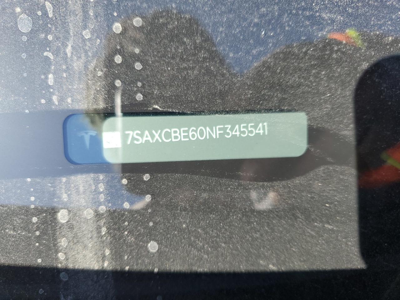 2022 TESLA MODEL X VIN:7SAXCBE60NF345541