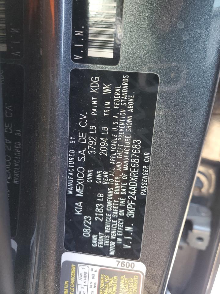 2024 KIA FORTE LX VIN:3KPF24ADXRE687683
