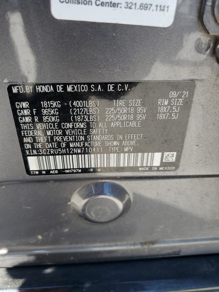 2022 HONDA HR-V SPORT VIN:3CZRU5H12NM710411