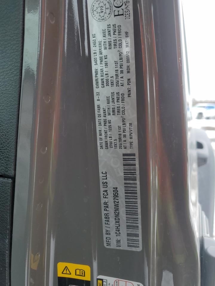 2022 JEEP WRANGLER UNLIMITED SPORT VIN:1C4HJXDN2NW279504