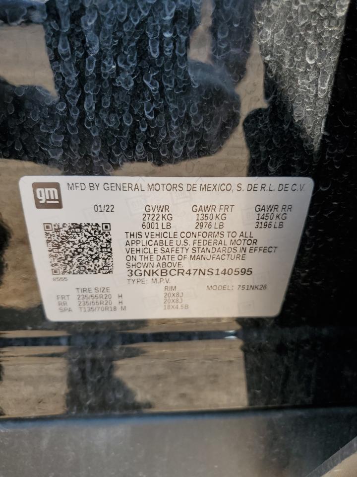 2022 CHEVROLET BLAZER 2LT VIN:3GNKBCR47NS140595