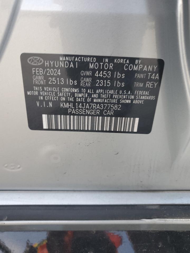 2024 HYUNDAI SONATA SEL VIN:KMHL14JA7RA377582