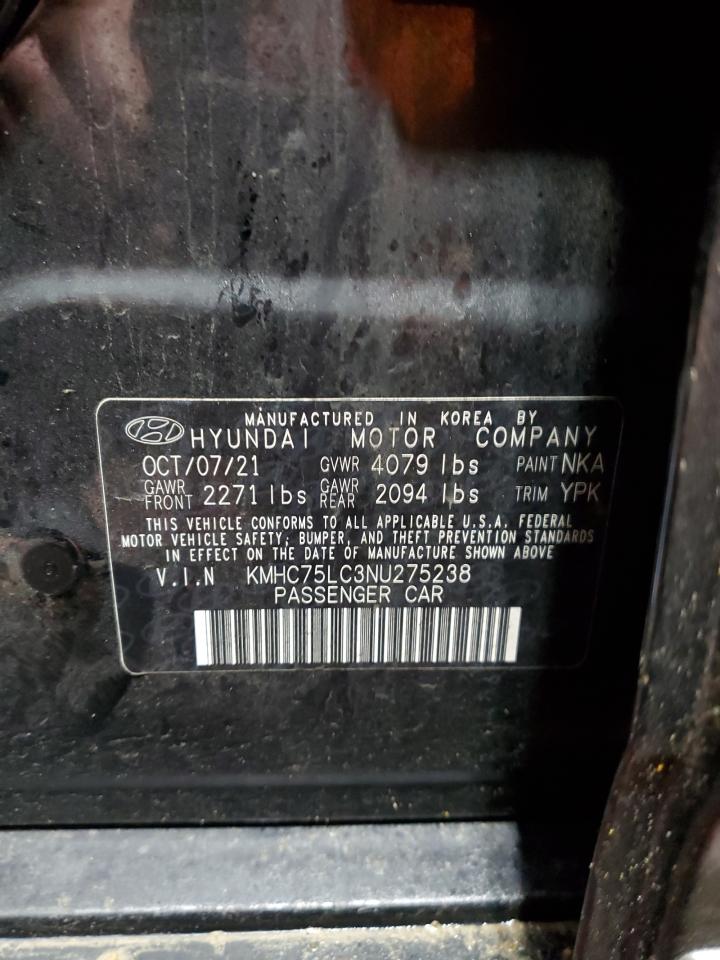 2022 HYUNDAI IONIQ SE VIN:KMHC75LC3NU275238