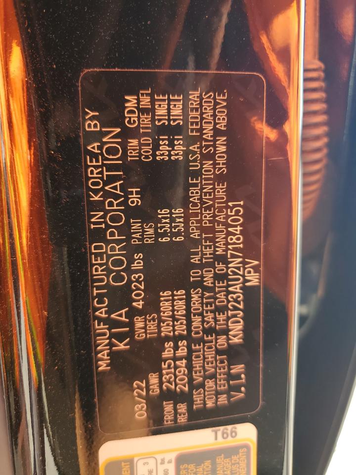2022 KIA SOUL LX VIN:KNDJ23AU2N7184051