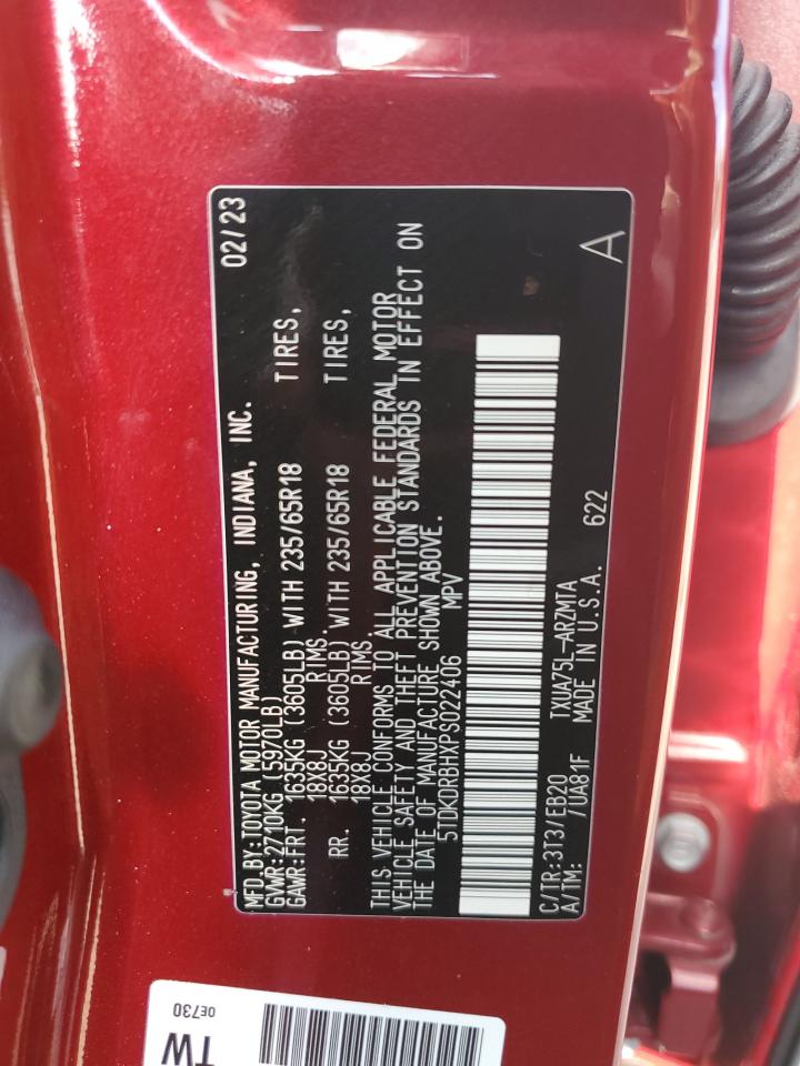 2023 TOYOTA HIGHLANDER L VIN:5TDKDRBHXPS022406